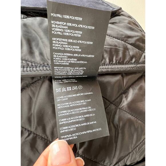 Club Monaco Navy Blue Long Sleeve Wool-Blend Button-Up Quilted Jacket Unisex XS - Picture 7 of 8